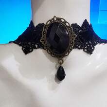 1件性感黑白蕾丝洛丽塔领口哥特水晶十字架吊坠天使翅膀铆钉颈链，适合女性朋克派对穿着 - 翅膀 - 查看 10