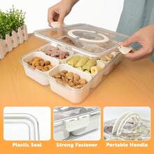 THELIFE Large 8-Compartment Snack Container With Lid And Handle - , PP Tray, Dishwasher And Microwave - Reusable Rectangular Design, Party Snack Organizer.