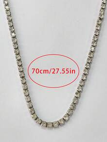 1pc Exquisite High-End Hip Hop Durable Sparkling Full Rhinestone Tennis Chain Necklace, Suitable For Men And Women, Ideal For Holidays, Parties, Daily Wear, Wonderful Gift For Halloween, Christmas, Thanksgiving, Birthday