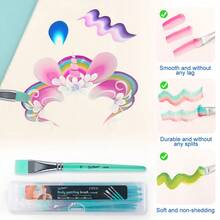 Xin Bowen 专业艺术和工艺绘画刷套装 - 耐用尼龙刷毛和光滑木柄艺术绘画刷套装适用于 DIY 工艺和节日装饰 - 薄荷綠 - 查看 3