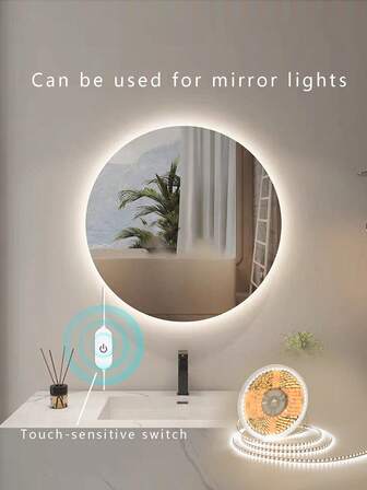 1m/5m Tira de luz LED blanca cálida regulable con sensor táctil, adecuada para iluminación de mesita de noche, dormitorio, espejo de vanidad