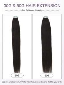 20pcs Tape-In Hair Extensions, Real Human Hair, 14-22 Inches, Painless Double-Sided Tape-In, Invisible Tape-In Hair Extensions, Straight, Suitable For Party, Halloween Costumes - S1B - View 5