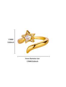 1Pc Cubic Zirconia Rings For Women 18K Gold Plated Geometric Open Adjustable Finger Ring Wedding Aesthetic Jewelry Gifts
