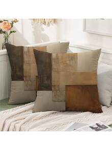 2 件装抽象现代艺术抱枕套，17.7*17.7 英寸 - 复古棕色，隐藏式拉链，触感柔软，可机洗，适用于客厅和户外装饰 - （不含枕芯） - 彩色 - 查看 14