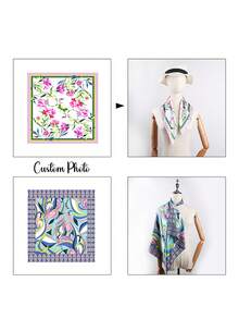 1pc Customized Full-Print Pattern Bandana, Choose Your Own Image Or Text, Size (70x70cm), Multifunctional Headwear & Neck Scarf, Windproof, Ideal Gift For Daily, Travel, Christmas, Birthday, Party, Anniversary, Bridesmaid, Bride, Single Ladies Party,Vacay Vibe Au