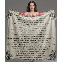 I'm Giving My Son A Fleece Blanket - A Heartwarming Design With Heartfelt Messages, A Heartfelt Message Design, Made With Love,Super Soft Flannel Printed  Blanket, As Birthday Gifts, Family, Wedding, Souvenir Blankets, Polyester Blankets Suitable For All Seasons, Washable, Machine Washable, Lightweight, Breathable, Comfortable, Warm, Unique, 280gsm For HimPersonalized Ideal Gifts For Her.  Perfect Nap, Camping, Travel, Home, Daily Life, Office Decoration, Birthday, Anniversary, Valentine's Day, Thanksgiving, Christmas, Halloween, Wedding, New Year Gifts ,Sofa,Bed,Car,Bedroom,Living Room,Office,  Outdoor Camping, Beach,Wall Decoration - Nhiều màu 3 - Xem 4