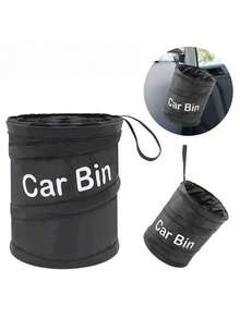1 Stück kompakter schwarzer zusammenklappbarer Auto-Mülleimer - auslaufsicher, strapazierfähiger Mülleimer aus Oxford-Gewebe mit einfachem Aufhängesystem für Auto, Camping, Picknick und Büronutzung, Auto-Mülleimer
