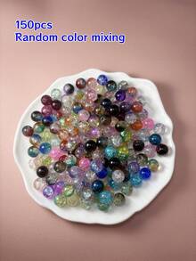一套 50/100/150 颗混色玻璃裂纹珠 - 闪亮的 10 毫米圆形玻璃珠，适合 DIY 珠宝制作、手镯、项链、耳环 - 精心挑选的品种，无需电源，玻璃珠产品