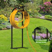 Garden Hose Holder, Hose Holders For Outside, Garden Hose Holder Freestanding With 4 Spikes, Detachable Water Hose Holders, Heavy Duty Hose Hanger For Outside Yard Lawn, Black - 黑色 - 查看 4