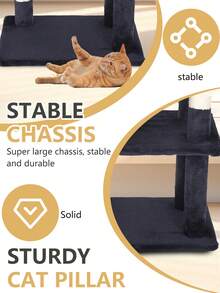 DOPINMIN Cat Tree Tower For Indoor Cats, 37in Cat Furniture Activity Center, Cat House With Sisal Scratching Post, Large Condo - Màu xanh hải quân - Xem 7