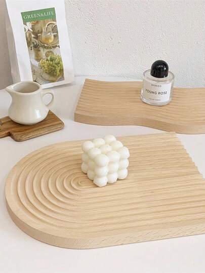 1pc/2pcs Bohemian Wooden Rainbow Arch Decor Set, Multi-Functional Wall Rack & Vanity Decor, Creative Asymmetrical Wooden Tray Decor, Tabletop Incense Holder, Rustic Wooden Tray Decor, Suitable For Living Room & Bedroom