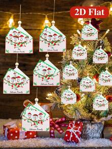 1pc Christmas Hanging Ornament, Family Of 2/3/4/5/6 Snowman Figure Perfect Christmas Ornaments, Envelope Frame Design Wooden Pendant For Home Decoration, Christmas Tree Decoration, Christmas Gift, Family Souvenirs, 2025 Christmas Decoration, Merry Christmas, Holiday Party Favors, Xmas Party Decor, Christmas Party Supplies,