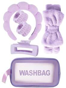 Bộ 6 món băng đô và băng đeo cổ tay SPA siêu mềm cao cấp, băng đô rửa mặt, băng đô trang điểm, băng đô chăm sóc da, băng đô mút xốp mềm mại, khăn bông thấm hút tốt, thích hợp cho chăm sóc da, tẩy trang, tắm, dành cho phụ nữ. - Nhiều màu - Xem 31
