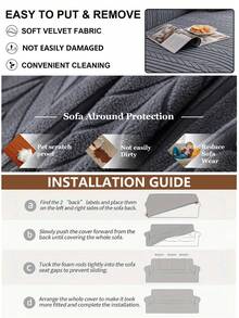 1 pieza Funda elástica de sofá de unicolor con jacquard, estilo Ins para todas las estaciones, lavable a máquina, a prueba de mascotas y duradera, adecuada para sala de estar, dormitorio, comedor, exterior, se ajusta a sofás de 1/2/3/4 plazas, incluye tiras antideslizantes - Gris Oscuro - Ver 6