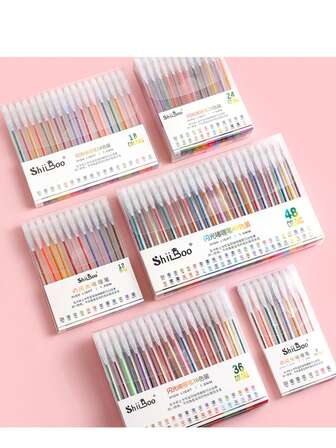 Glitter Gel Pen Set, 8/12/18/24/36/48 Colors Sparkly Gel Ink Pens, 1.0mm Fine Tip Glitter Pens For Coloring, Drawing, Scrapbooking, Journaling & Card Making