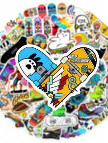 50pcs Skateboard Street Culture Stickers, Suitable For Laptop Decoration, PVC Waterproof Material, Suitable For Halloween Decoration, Motorcycle Helmet, Car Stickers, Gift Box Decoration, Label Stickers, Envelope Sealing, Graffiti Stickers, Guitar, Notebook, Luggage DIY Decoration - 50pcs - View 6