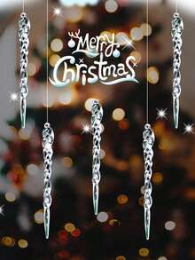 10pcs-Festives Accessories Acrylics Snowflakes And Ice Cone Pendant Stylish Christmas Tree Sparkling Embellishment Christmas Party Decorations - Multicolor - View 10