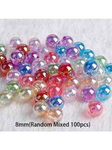 1 Box 6mm(1200pcs) 8mm(480pcs) Transparent AB Acrylic Round Beads, 24 Random Colors Assorted Plastic Bubble Gum Beads With Hole Loose Spacer Beads Bulk For Bracelets Necklace Jewelry Making DIY Crafts - Multicolor - View 12