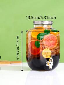 1pc 4000ml Transparent Glass Beverage Dispenser With Faucet, Cocktail Drink Dispenser, Homemade Drink, Juice, Beer, Soda Dispenser (Excluding The Base Shown In The Image) - Clear - View 9