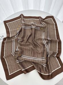 1pc Imitation Silk Simple Checkerboard Print 70cm Square Scarf, Men's Bandana, Versatile Neck Scarf, Sun Protection