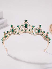 1 pièce Bandeau à couronne de princesse 3D avec strass pour femmes, accessoire de cheveux élégant pour anniversaire