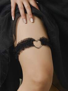 1pc Elegant Lace Heart Garter Sexy Bridal Thigh Chain Adjustable Halloween Valentine's Day Valentines