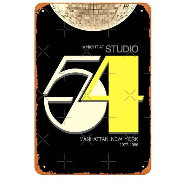 1 pezzo cartellone del Night Club Studio 54 - Disco, Targa in metallo vintage per decorazione domestica, garage, man cave, arte da parete 8x12 pollici, Latta Eid Al-Adha Mubarak.