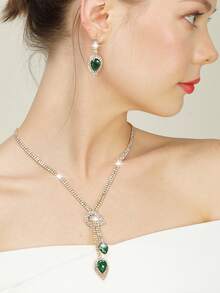 Ladies' Diamond Jewelry Sparkling Luxury Water Diamond Jewelry Set Sparkling Necklace Earrings Bracelet Set Personalized Satin Silk Box Bag Handbag Fashion Banquet Bag Handheld Banquet Bag Handheld Wallet Elegant Handheld Banquet Bag Ladies' Ball Handbag Ladies' Bridal Banquet Bag Ball Handbag Metal Chain Handbag Wedding Party Handbag Cocktail Party Wedding New Wallet Banquet Bag - Green - View 18