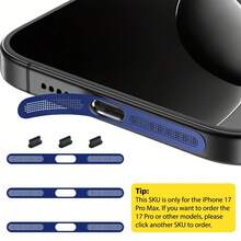 ZYONS 3+3 件套金属扬声器防尘网（3 件 - 多色）+ Type-C 防尘塞（3 件 - 黑色），兼容 17 Pro Max/17 Air/16 Pro Max/16/15 系列，采用耐用金属材质，提供黑色/银色/宇宙橙/金色/绿色/红色/蓝色/紫色/沙漠钛色可选，包含 Type-C 防尘塞、Type-C 接口盖和防尘塞。 - 3+3 - 查看 23
