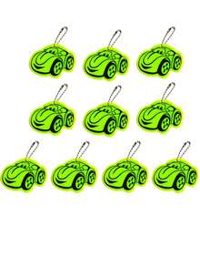 10 piezas Llavero reflectante con forma de coche lindo, adecuado para equipaje, mochilas, llaveros - Accesorio duradero para viajes nocturnos y actividades al aire libre