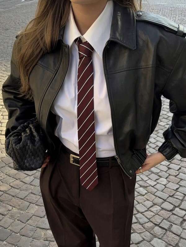 1pc Women's Classic Stripe JK Uniform School Tie For Student Youth, English Plaid, Cosplay Party Tie Accessories For Women