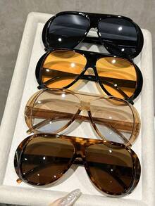 1-4pcs Plastic Geometric Minimalist Stylish Fashion Glasses, New Fashion Eyewear For Women, Suitable For Camping, Daily Life, Beach Party, Street Photography, Holiday Outfit, Festival Gift, Weekend Attire, Party Accessory - Multicolor - View 8