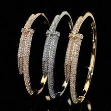 1pc Fashionable Metal Nail Copper Bracelet With Cubic Zirconia, Elegant & Simple, Versatile Daily Accessory For Women