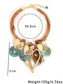 Collier bohème avec éléments mixtes, design exagéré de ras-de-cou pour les fêtes et les vacances - Multicolore - Voir 6