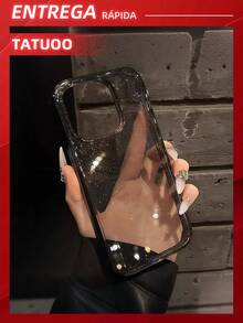 1 Piece Glitter Clear Phone Case, Drop-Proof And Durable, Compatible With Apple 16/16Pro/16Plus/16ProMax - 透黑色 - 查看 7