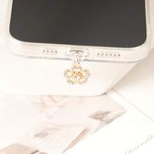 1pc Elegant Flower Decor Dust Plug/Charm, Suitable For IPhone/Type-C Charging Port