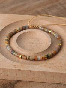 1 Pc Picasso Jasper Bead Bracelet, Adjustable High Quality, Minimalist Bracelet, Natural Stone Bracelet, Dainty Bracelet - 瘋狂瑪瑙 - 查看 3