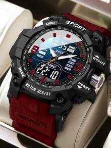 1pc Multi-Function Sports Electronic Watch With Dual Display, Suitable For Daily Wear, Great Gift Option