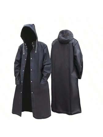Long Hooded Unisex Black Raincoat – EVA Waterproof Material, Pocket-Free | Outdoor Essential – Perfect For Motorcycle Travel, Cycling Workouts, Hiking Expeditions, Fishing Trips & Outdoor Events