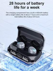 GENAI 真无线耳机，配备双LED显示屏。时尚金属设计，超长续航，佩戴舒适稳固。