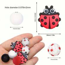 3/22pcs Ladybug Series Silicone Bead Set, Suitable For Jewelry Accessories DIY - Multicolor - View 5