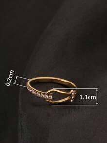 1 件不锈钢双箭丝带戒指，水滴形方晶锆石戒指，18K 镀金精致十字交叉指节戒指，适合女性日常佩戴