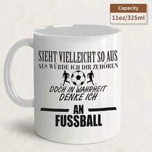 1 German (Football) Theme Mug With German Text And Phrases - 11oz Funny Spoof Gift For Fans, German Language Enthusiasts, Supporters - Hand Wash Only Coffee Mug, 2D Flat Surface - White - View 9