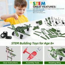 Bộ 166 khối xây dựng mô hình quân sự 4 trong 1, đồ chơi lắp ráp khối hợp kim cho trẻ em - màu xanh lá - Xem 4
