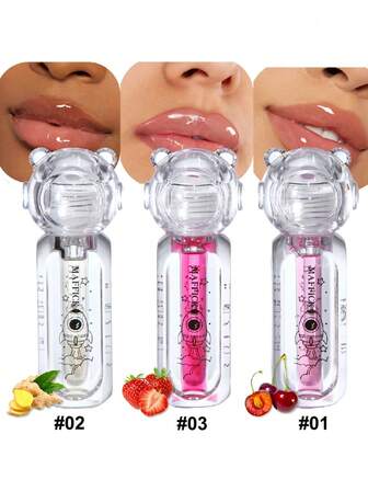 1pc 可爱宇宙空间唇油 - 草莓桃子姜味，持久保湿滋润，透明不粘腻质地，有效减少唇纹，润唇膏滋养唇部护理