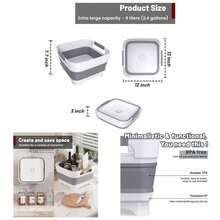 Collapsible Dish Basin With Drain, 9L2.4Gal Capacity, Space Saving Portable Sink Bottle, Kitchen, Camping RV, Gray - Xám - Xem 1