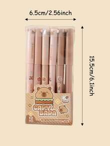 12 pezzi/Scatola Penne gel Capibara, Penne a sfera cancellabili con disegni di Castorini d'acqua, adatte per studenti di 2°-3° elementare per scrittura, esami, appunti