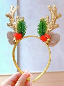 1pc Christmas Headband With Deer Antlers, Mushroom, Bells, Holiday Decoration Gift - Multicolor - View 6