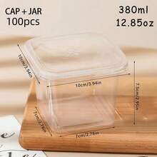 100/60/40/20 Pcs - 380ml Square Cake Boxes With Lids - PET Material, Ideal For Holding Cream, Soy Milk, Layered Desserts And Baked Goods - Great For Kitchen, Restaurant, Picnic, Camping, Birthday Parties And Storing Fruits & Berries Snacks. Cake Baking Supplies, Picnic Essentials, Decorative Snack Containers, Sturdy Construction - Multicolor - View 7
