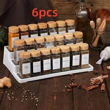 24pcs/12pcs/6pcs Square Glass Jar Set With Bamboo Lids - Rust-Proof, Airtight And Easy To Refill - Suitable For Kitchen Spice Storage, Transparent Glass Jars, Multipurpose Spice Jars, Essential For Home Organization - Clear - View 10